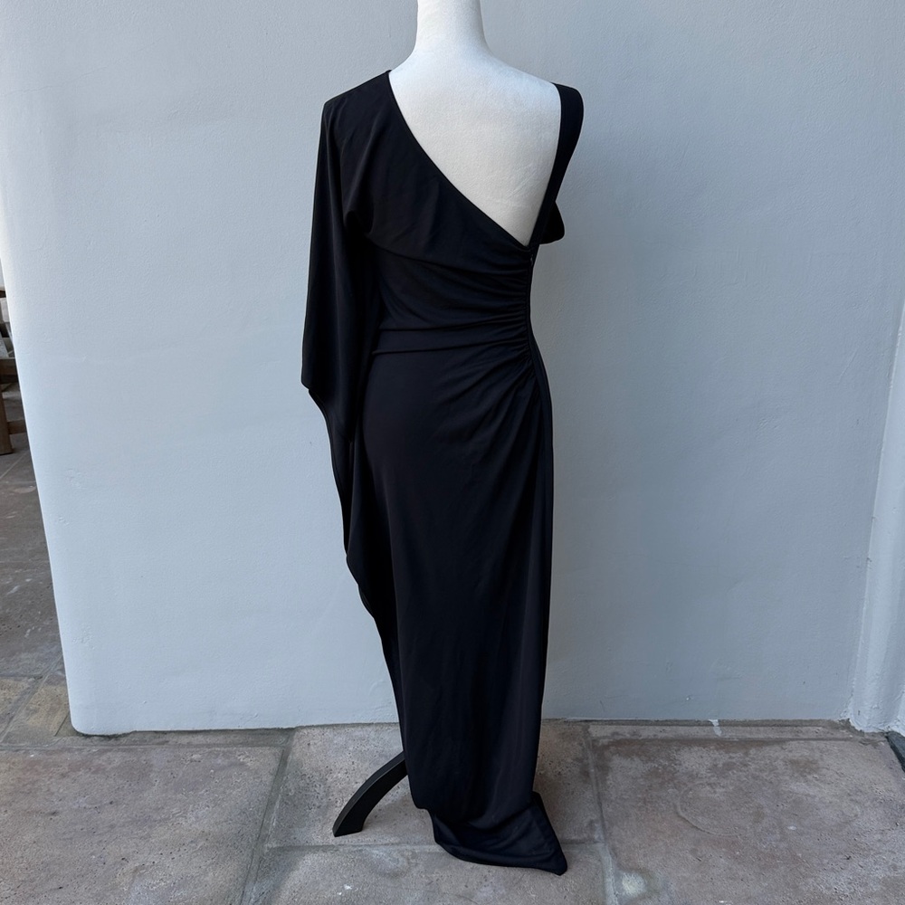 ST. JOHN COUTURE Elegant Black One-Shoulder Draped Evening Gown Size 8 (Medium) - Picture 5 of 6